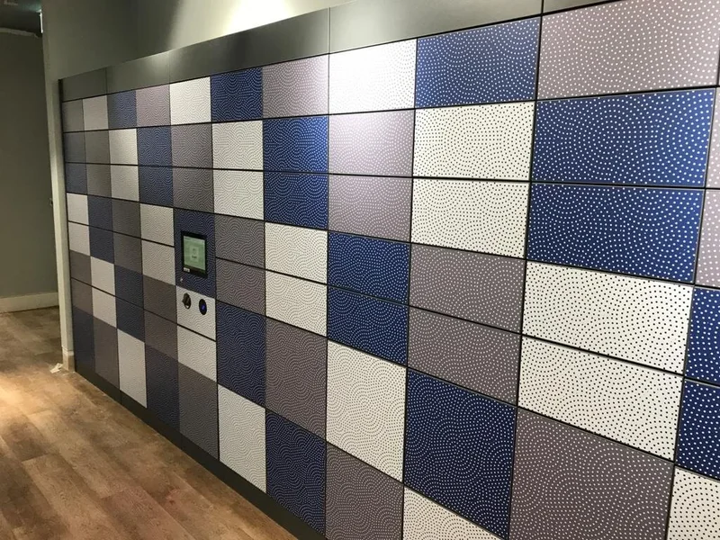 Branded parcel lockers at a global media company